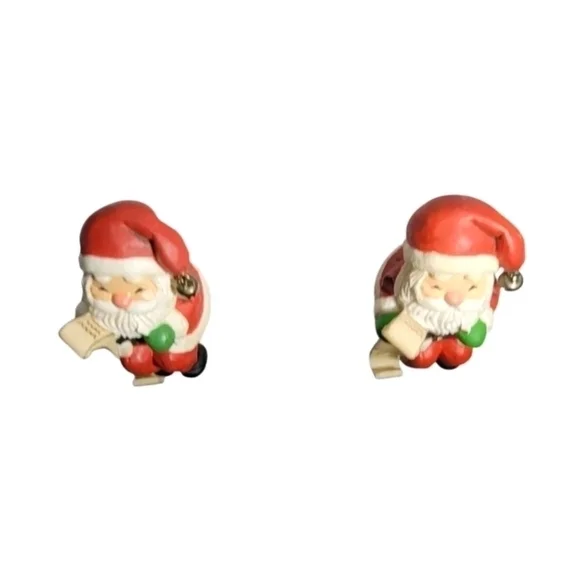 Vintage Santa Claus Checking His List Stocking Hanger 1984 Hallmark Set of 2 - Picture 7 of 11